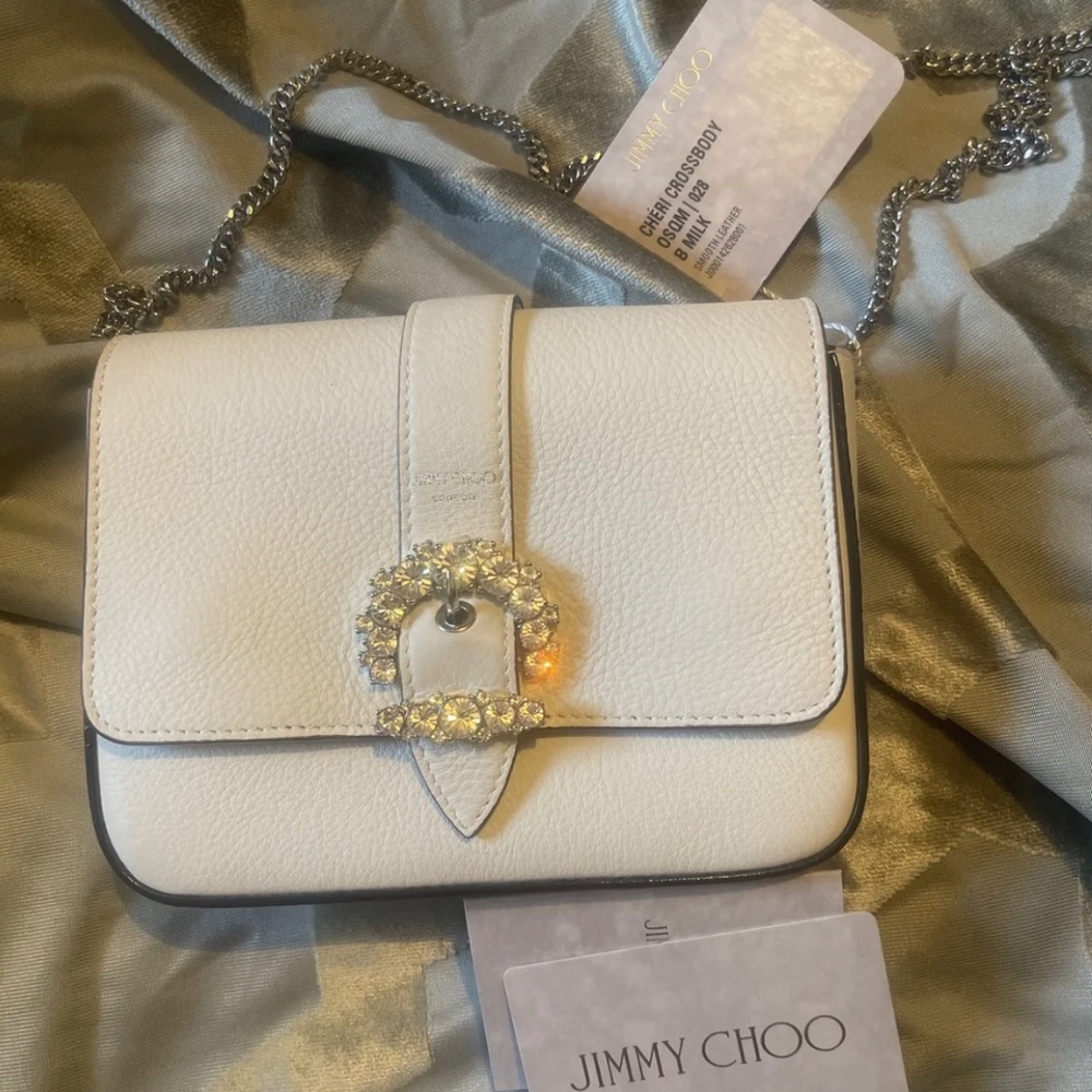 Jimmy Choo Cheri Crossbody White Smooth Leathet Handbag